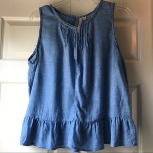 LC Lauren Conrad, Sleeveless Peplum Top, Blue